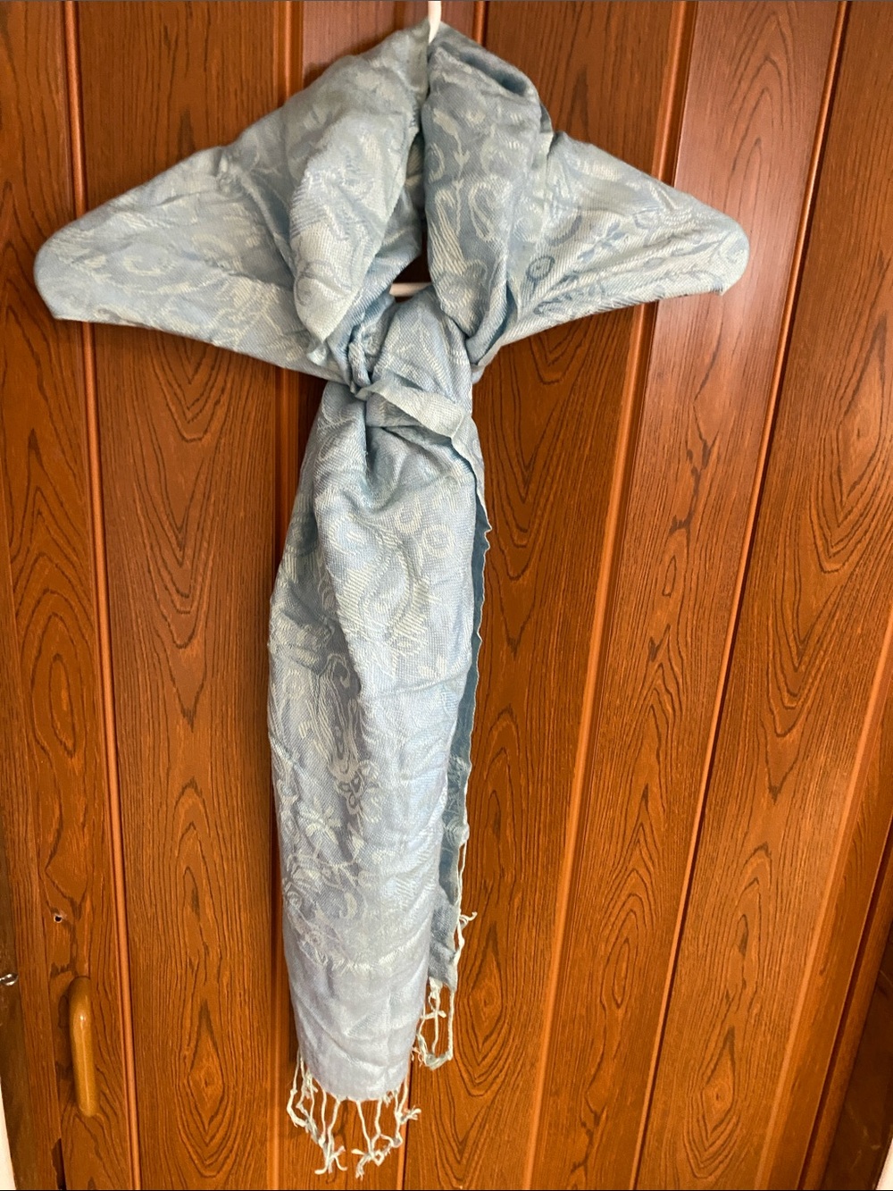 Light Blue Decorative Jacquard Scarf - Home Accents